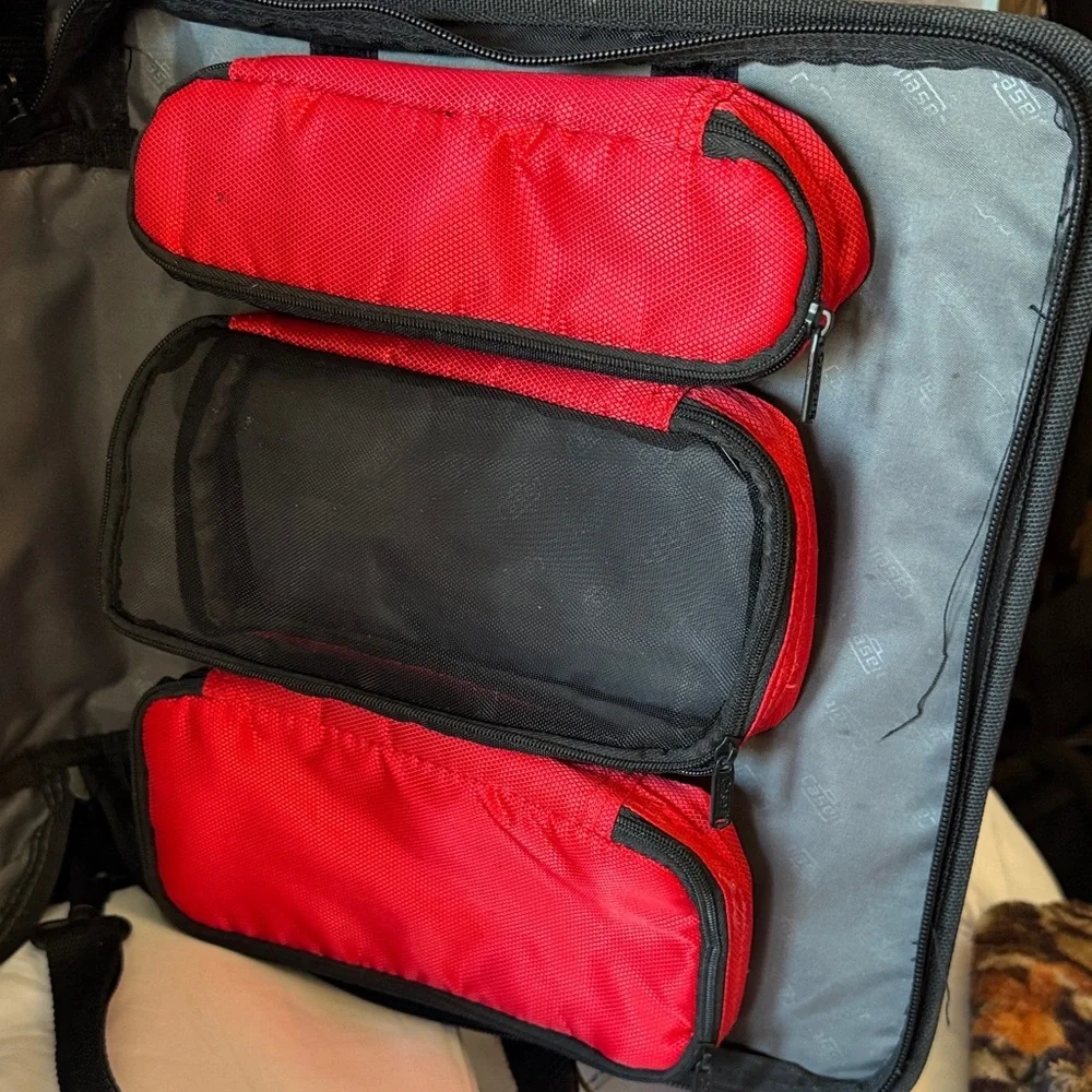 ★ Gastek Travel Organizer Portfolio Bag Document Case Red Black